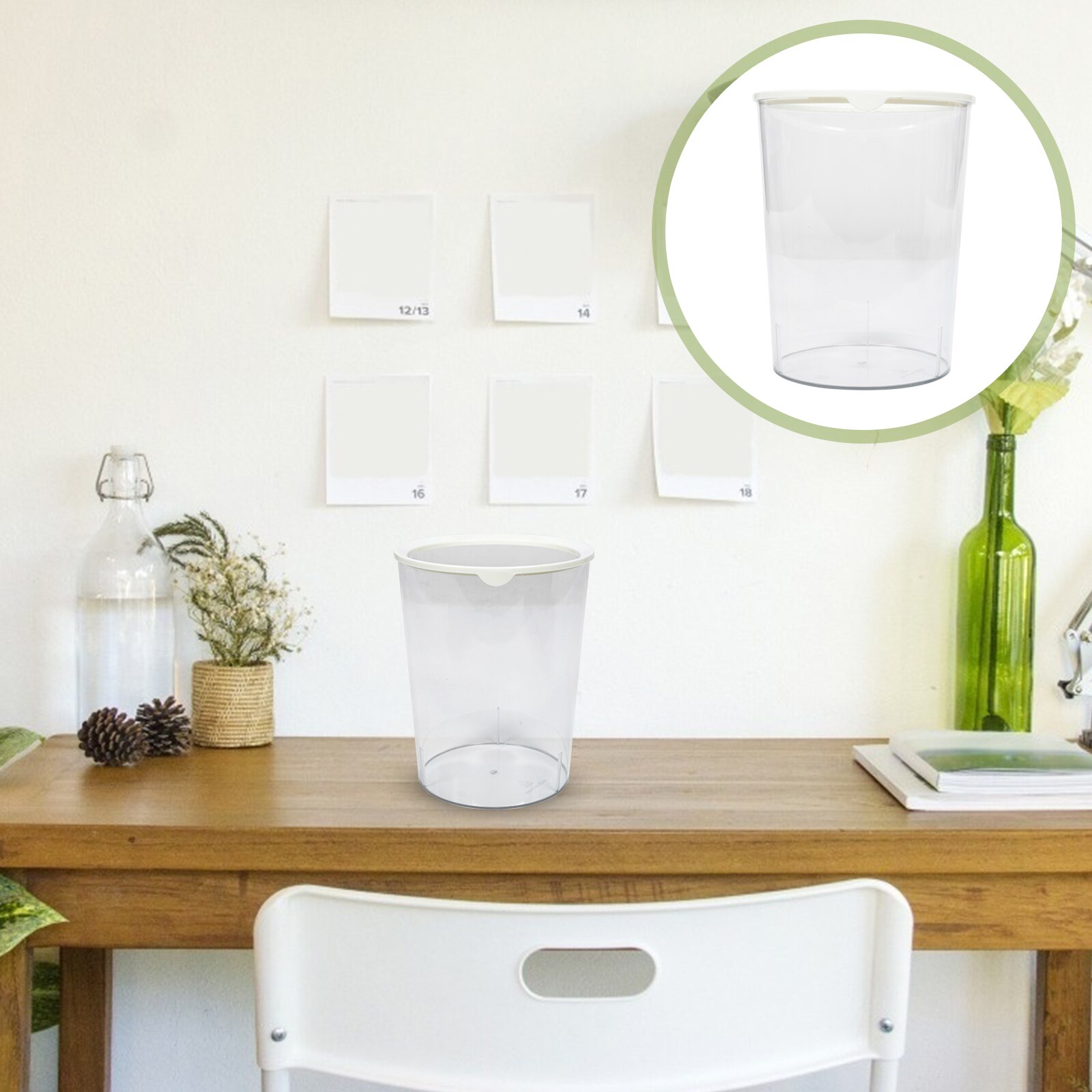 Simple Waste Storage Bin Waste Container Home Trash Can Transparent Waste Basket: White Transparent