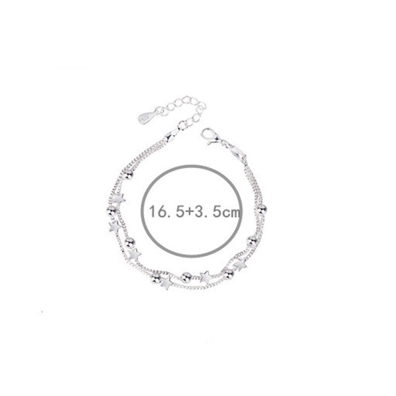 Crazy Feng Chain Bracelet Silver Color Beads Stars Charm Bracelet For Women Snake Link Chain Bracelet Jewelry