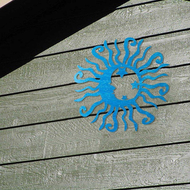 Solar Moon Metal Wall Art Steel Outdoor Decor Active Metal Reflective Wall - Fairy Garden Art Backyard Art