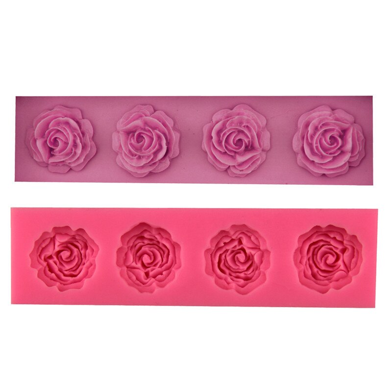 4 houd Flower Rose Siliconen Fondant Zeep 3D Cakevorm Cupcake Jelly Snoep Chocolade Decoratie Bakken Tool Mallen FQ2362