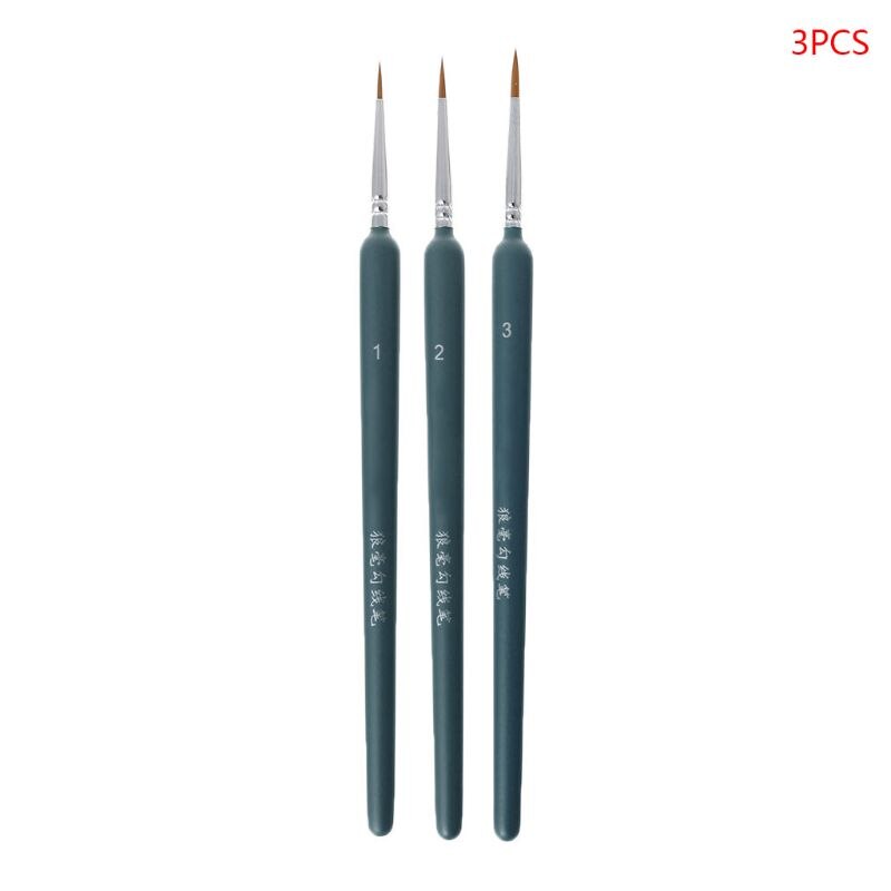 3/10Pcs Professionele Hand Geschilderd Haak Lijn Pen Fijne Tip Aquarel Olieverf: Blue-B