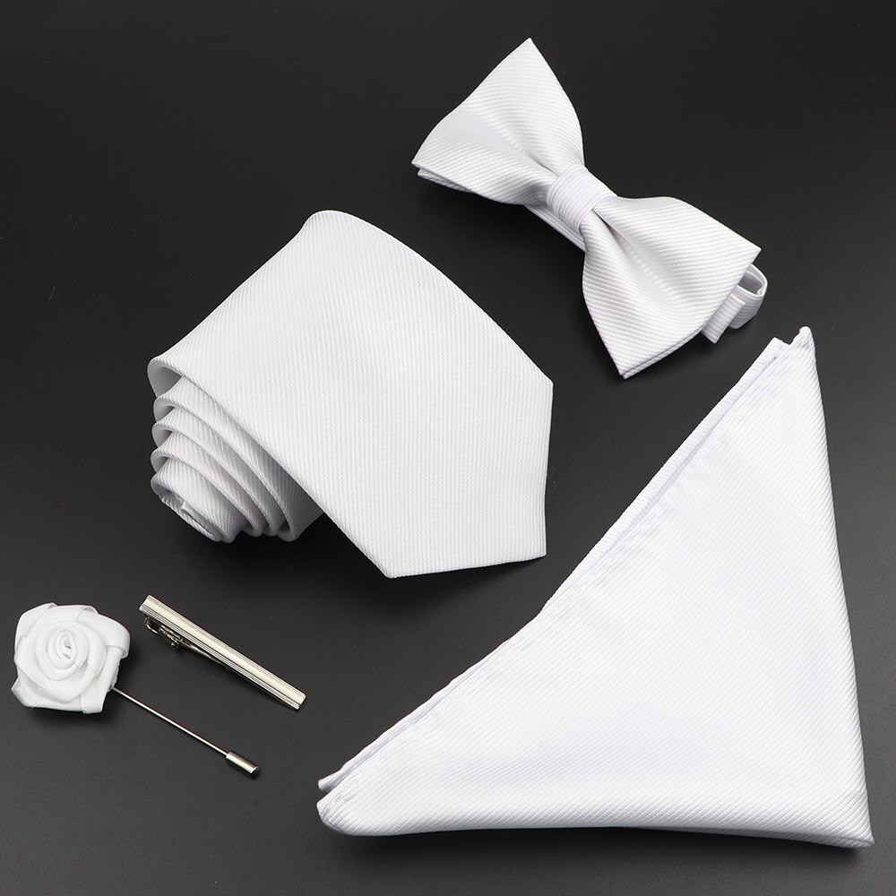 Enfärgad siden herr slips set polyester jacquard vävd slips fluga kostym vintage röd blå för brudgummen företag bröllopsfest