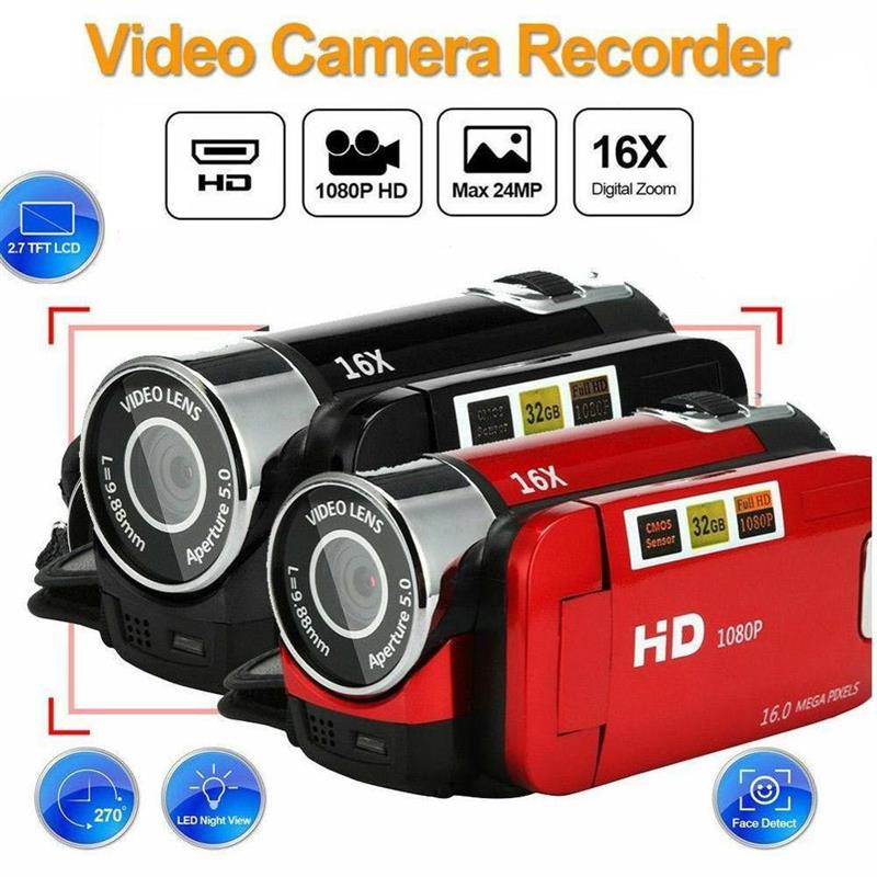 1080P Digital Camera Video Recorder Camera with LCD Screen Built In Microphone DV Camcorder with 16X Zoom Function