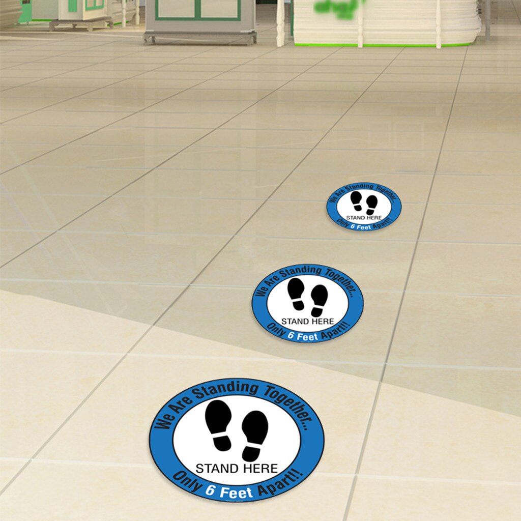Stand Here Ground Sign Stickers Floor Sign Decal Sticker Keep 6ft In Between Distance Marker Floor Circular Landmark Warning