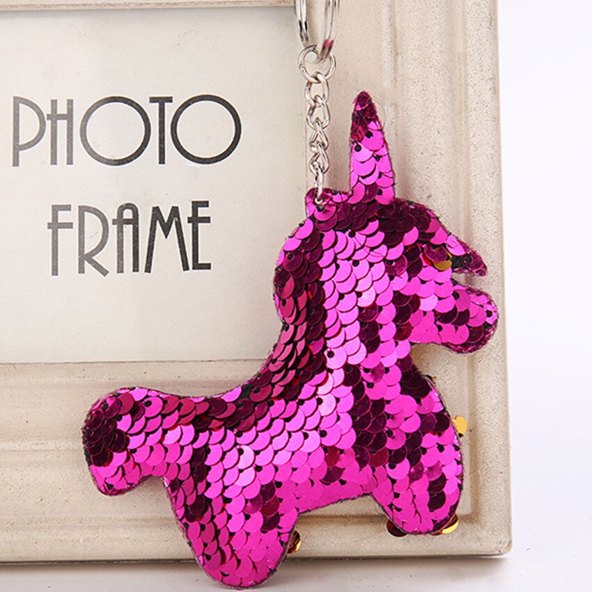 Bling unicorn nyckelring leksakshänge glitter leksak för flickor bilväska hänge