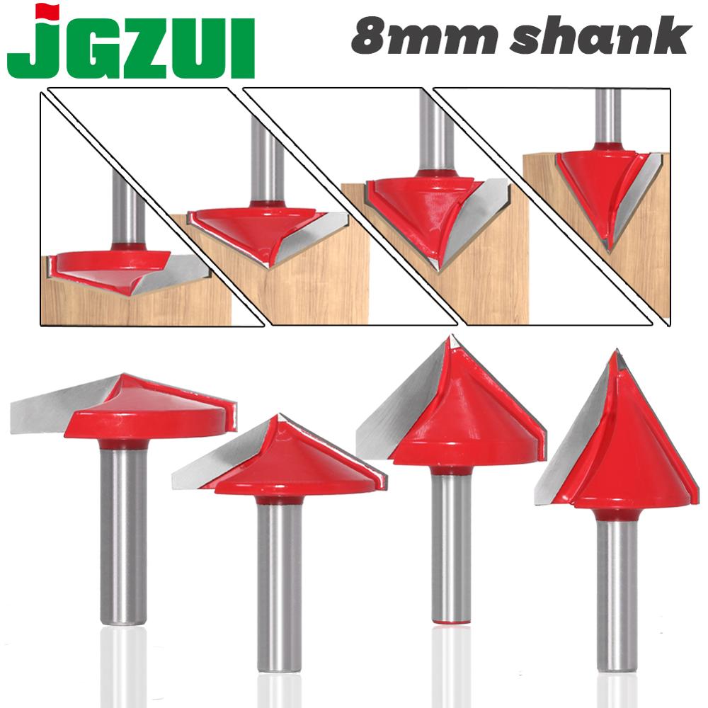Jgzui 8mm skaft v bit cnc massiv hårdmetal endefræser 3d fræser til træ 60 90 120 150 grader wolfram træbearbejdningsfræser