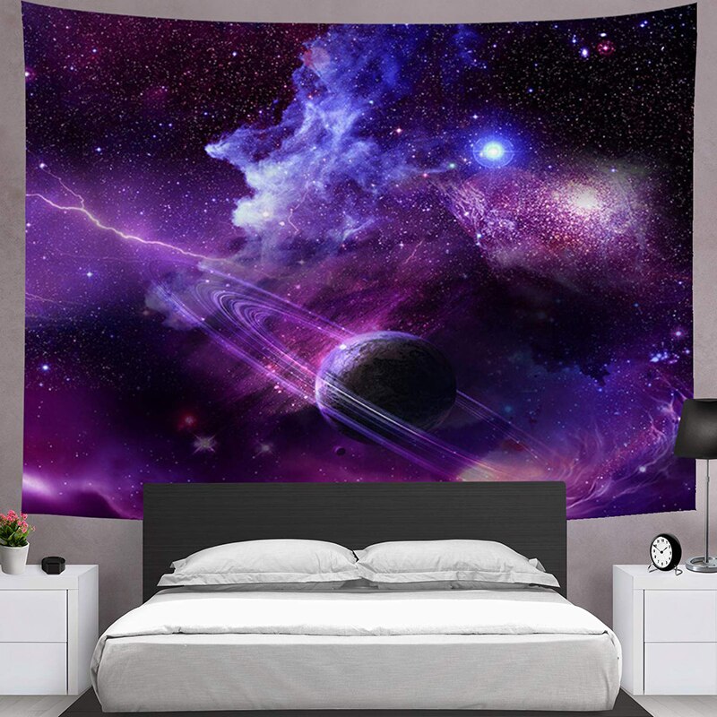 Psychedelic Starry Sky Galaxy Tapestry Art Print Wall Hanging Tapestry Wall Blanket for Bedroom Living Room