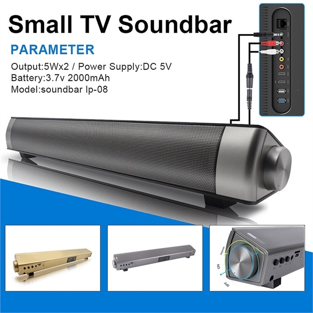 LP-08 Bluetooth Sound Bar Subwoof Column Home KTV Speakers Enhanced Remote Control TV BT Soundbar Speakers Card Plug Altavoz