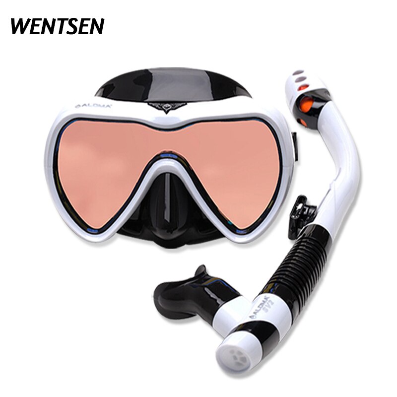 Professionele Onderwater Duikbril Bril Vrouwen Man Apparatuur Bril Scuba Volledige Gezicht Kits Voor Snorkelen En Deepscuba: White