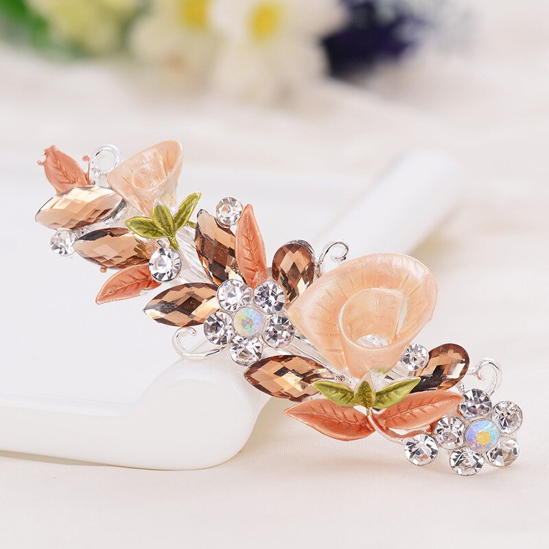 Altobefun Mode Kristal Haarspelden Voor Vrouwen Dames Meisjes Bloemen Hair Clips Elegante Sieraden Bridal Haarspeldjes AE013: 4