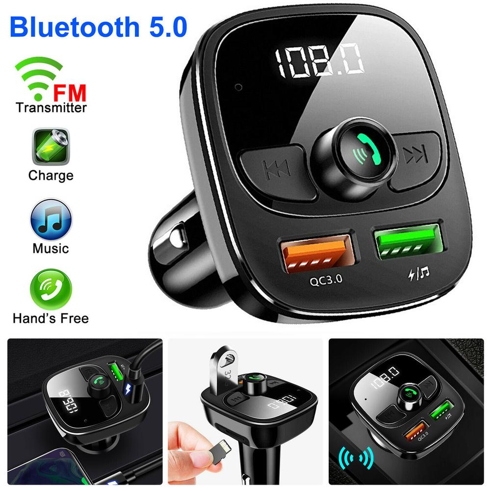 Qc3.0- fach-usb-autoladegerät mit zwei usb-anschlüssen für handys und  mp3 bluetooth-player, multifunktionaler auto-musikempfänger