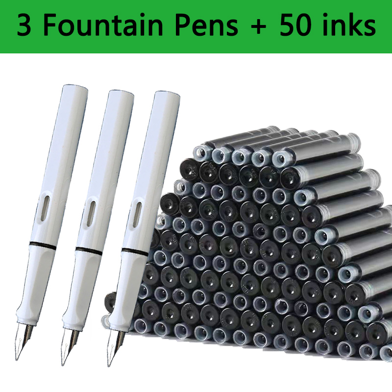 Juego de tinta reemplazable para pluma estilográfica, tinta negra/azul/roja EF, suministros escolares, papelería para escribir, caligrafía, 53 Uds.: Morado