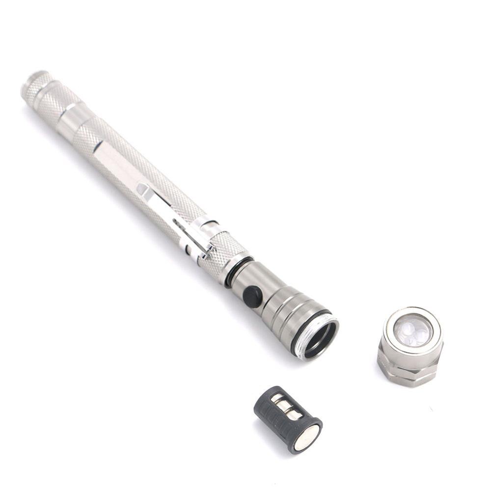 Tasche 3 LED Teleskop Flexible Erweiterbar Led Taschenlampe Magnetische Leiter Pick Up Werkzeug Licht: Silber