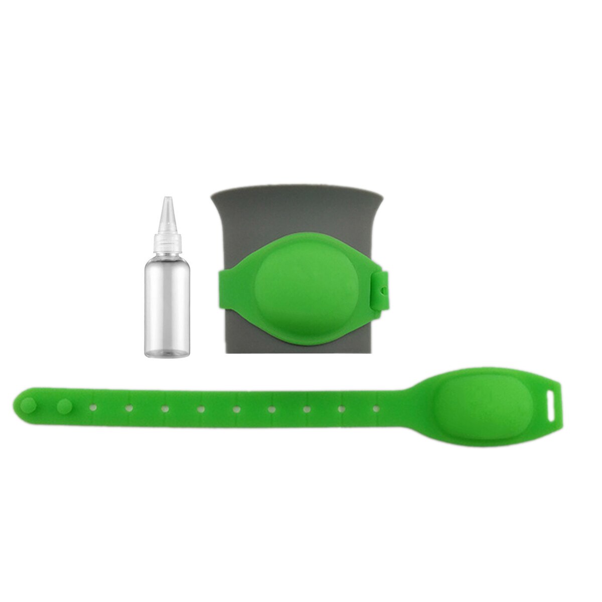 12ml- hånds rengøringsarmbånd silikone engangs justerbar rem bærbar dispenser armbånd: Grøn