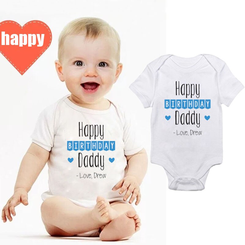 DERMSPE Casual Newborn Baby Boys Girls Short Sleeve Letter Blue Printed Cotton Romper Baby Outfits Clothes White