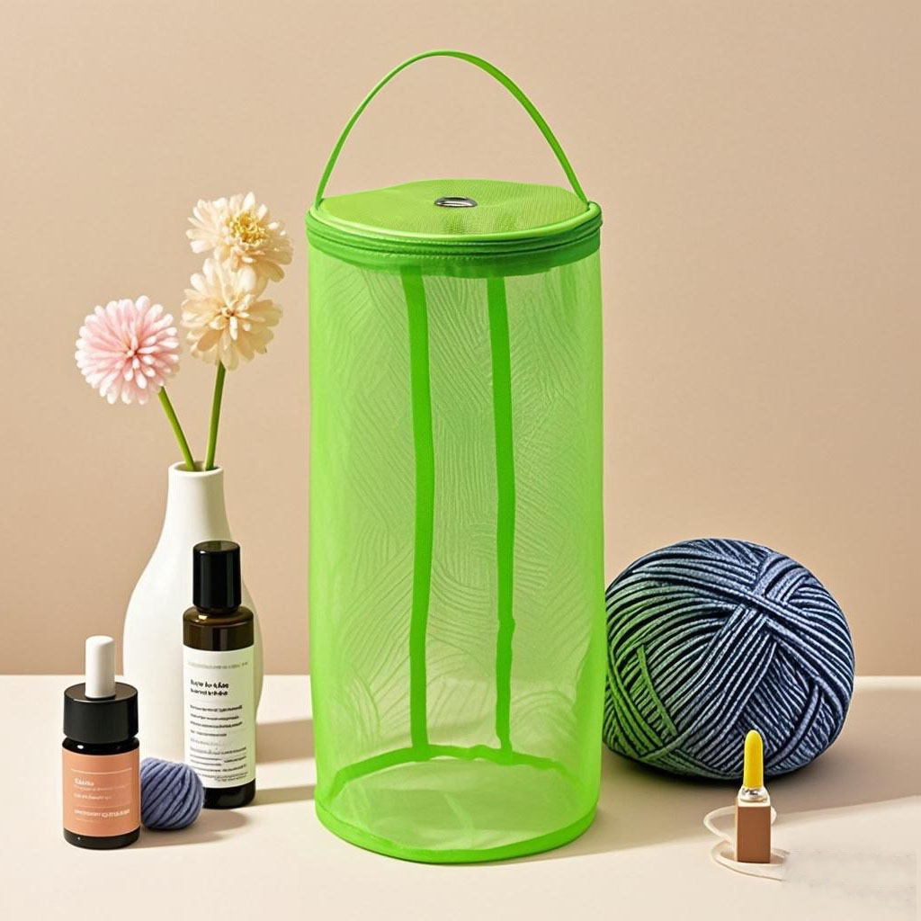 Tragbare Garn Lagerung Tasche Hohl Mesh Stricken Wolle Garn Taschen Häkeln Garn Handtasche Organizer Weben Werkzeuge Nähen Zubehör: L / Licht Grün