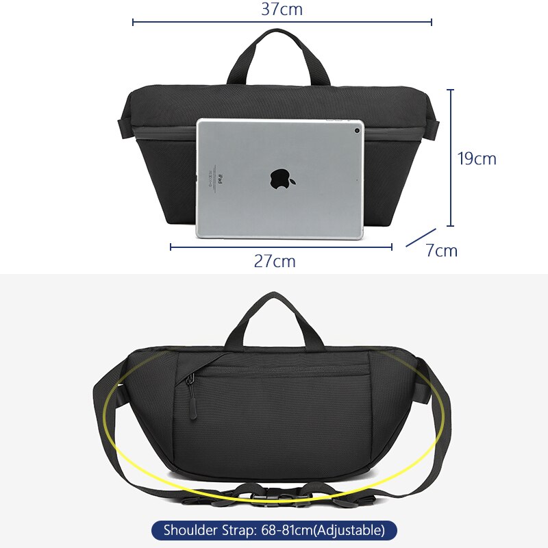 OZUKO Mode Mannen Heuptas Fanny Pack voor Tiener Reizen Telefoon Belt Bag Pouch Schoudertassen Mannelijke Waterdichte Sport Taille pack