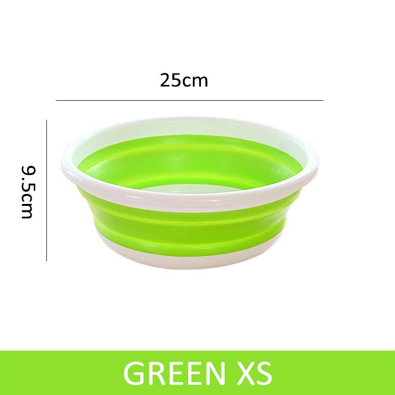 Pladsbesparende 1 stk bilvaskeværktøj bærbare sammenklappelige bassiner folde spand vegetabilsk frugtbassin høj kapacitet: Grønne xs