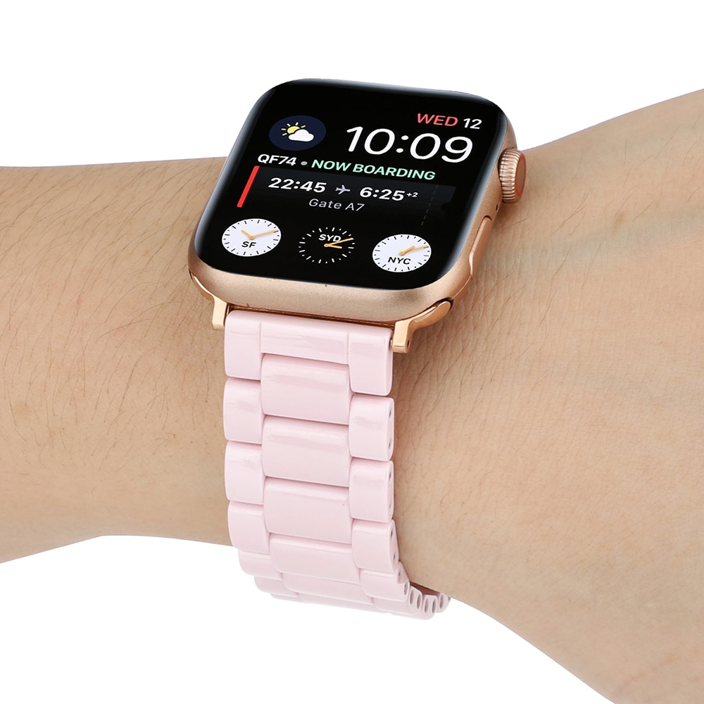 Pulsera de cerámica Lisa para Apple Watch SERIE DE gomillas 5 4 3 2 1 correa de muñeca para iWatch 40mm 38mm 42mm 44mm negro/Blanco/cinturón rosado
