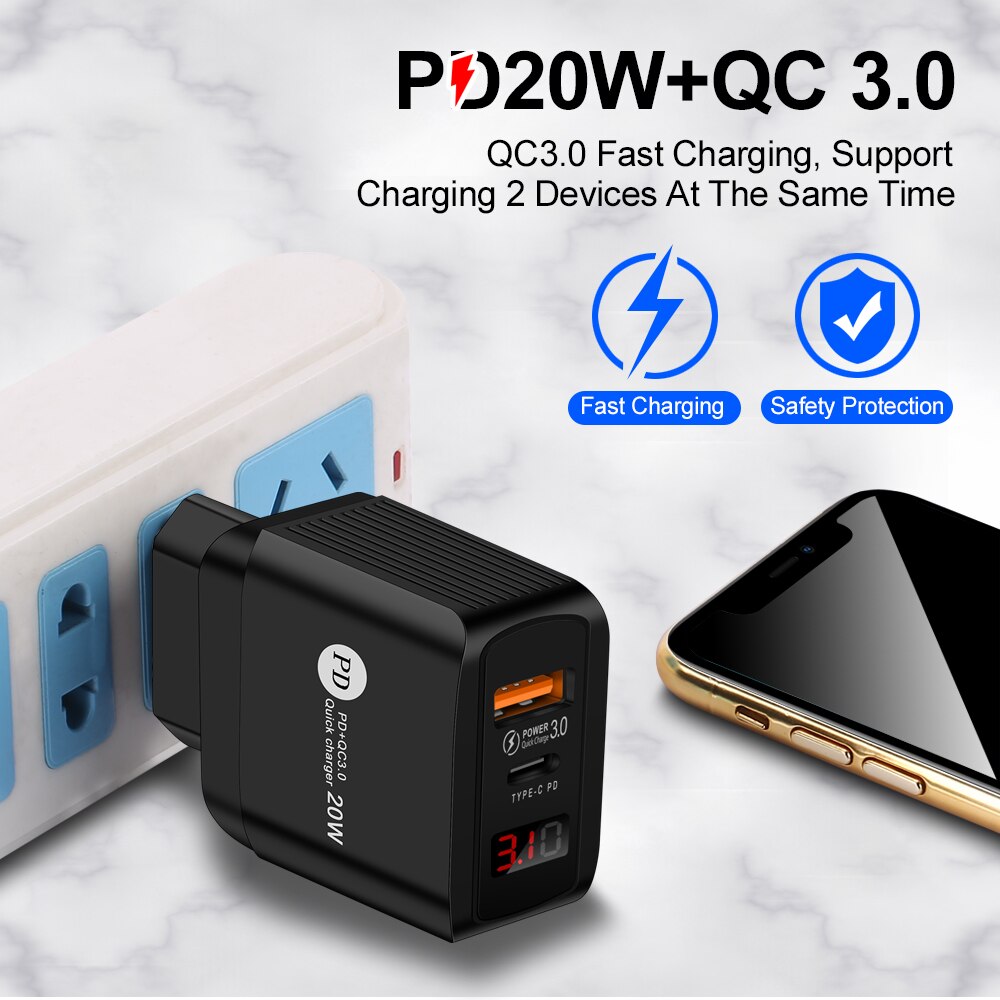 20W Qc Pd 4.0 3.0 Quick Charge Autolader Voor Samsung S10 9 Snelle Auto Opladen Voor Xiaomi Iphone type C Huawei Auto Usb Lader