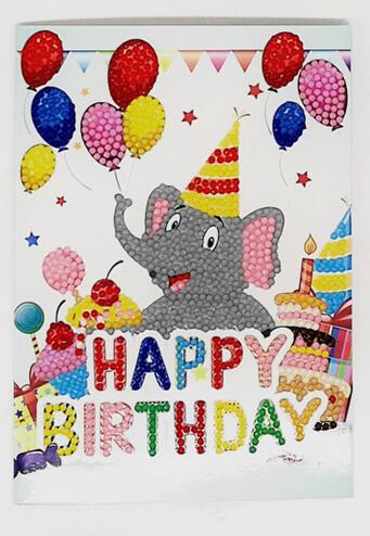 Cartes de vœux joyeux anniversaire diamant peinture | Rond 5d, kits de cartes de vœux, peinture diamant, broderie diamant, 13x18cm