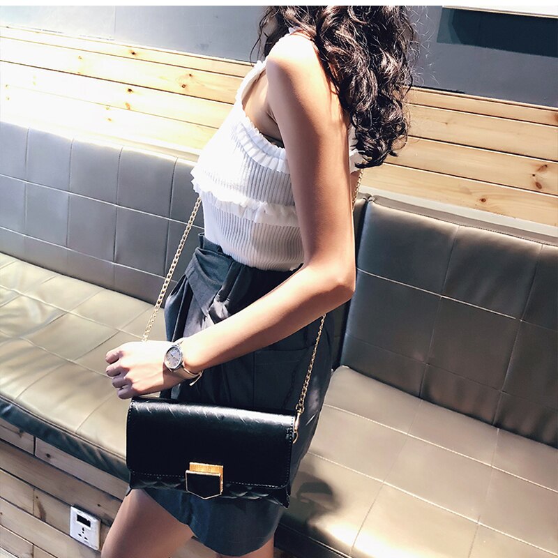 LYKANEFU PU Leather Women's Shoulder Bags Ladies Clutch Purse Ladies Day Clutches Cross Body Bags with Long Chain Shoulder Bags