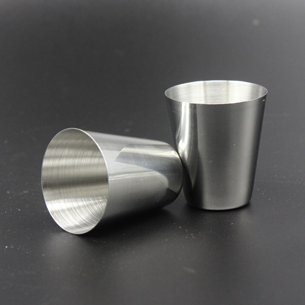 4 Stks/set Gepolijst 30 Ml Mini Rvs Shot Glas Beker Wijn Drinkglazen Met Leather Cover Tas Voor Thuis keuken Bar