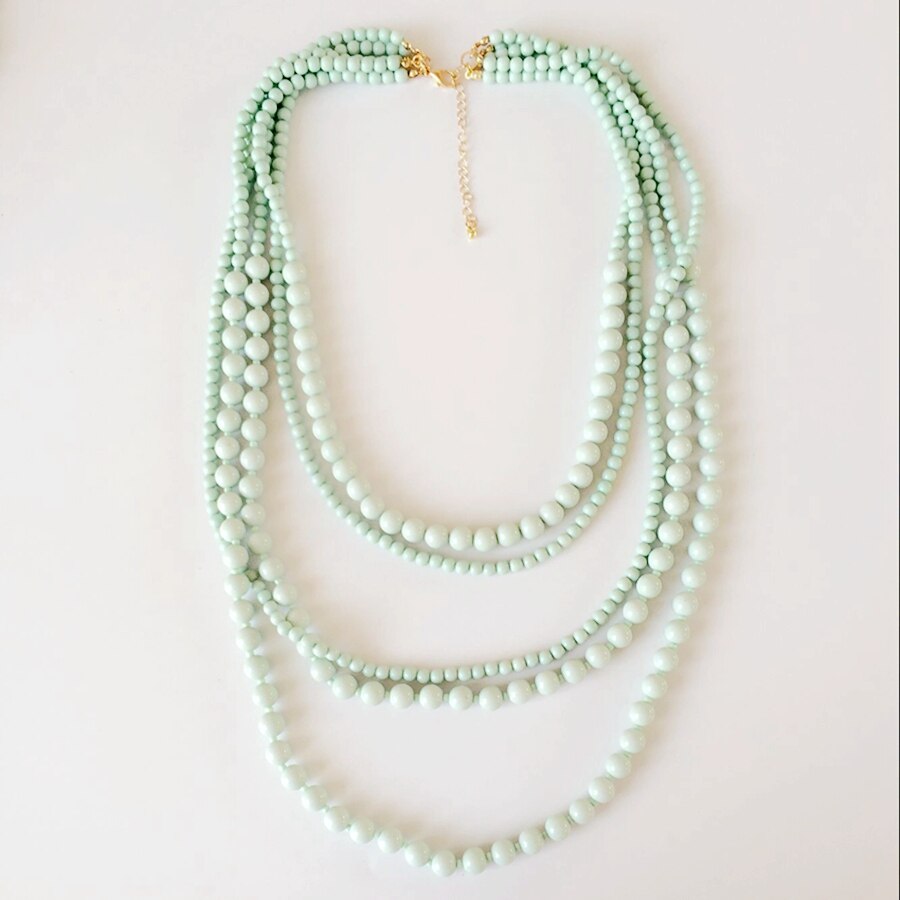 Statement Five Layered Mint Beaded Women Necklace