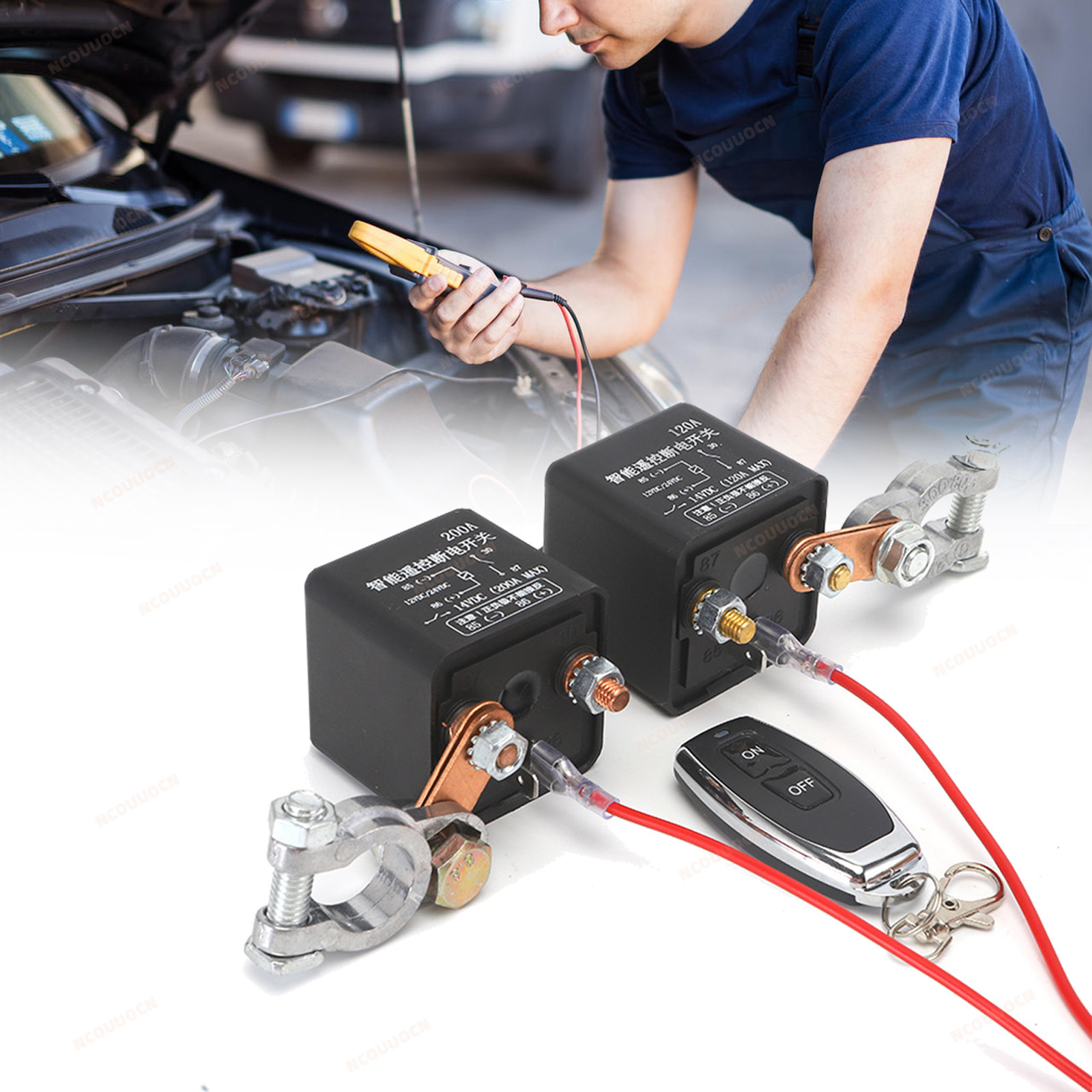 Relais de commutateur de commande à distance sans fil pour voiture, déconnexion de batterie de voiture, interrupteur d'isolateur de coupure 12V/24V 120A/200A