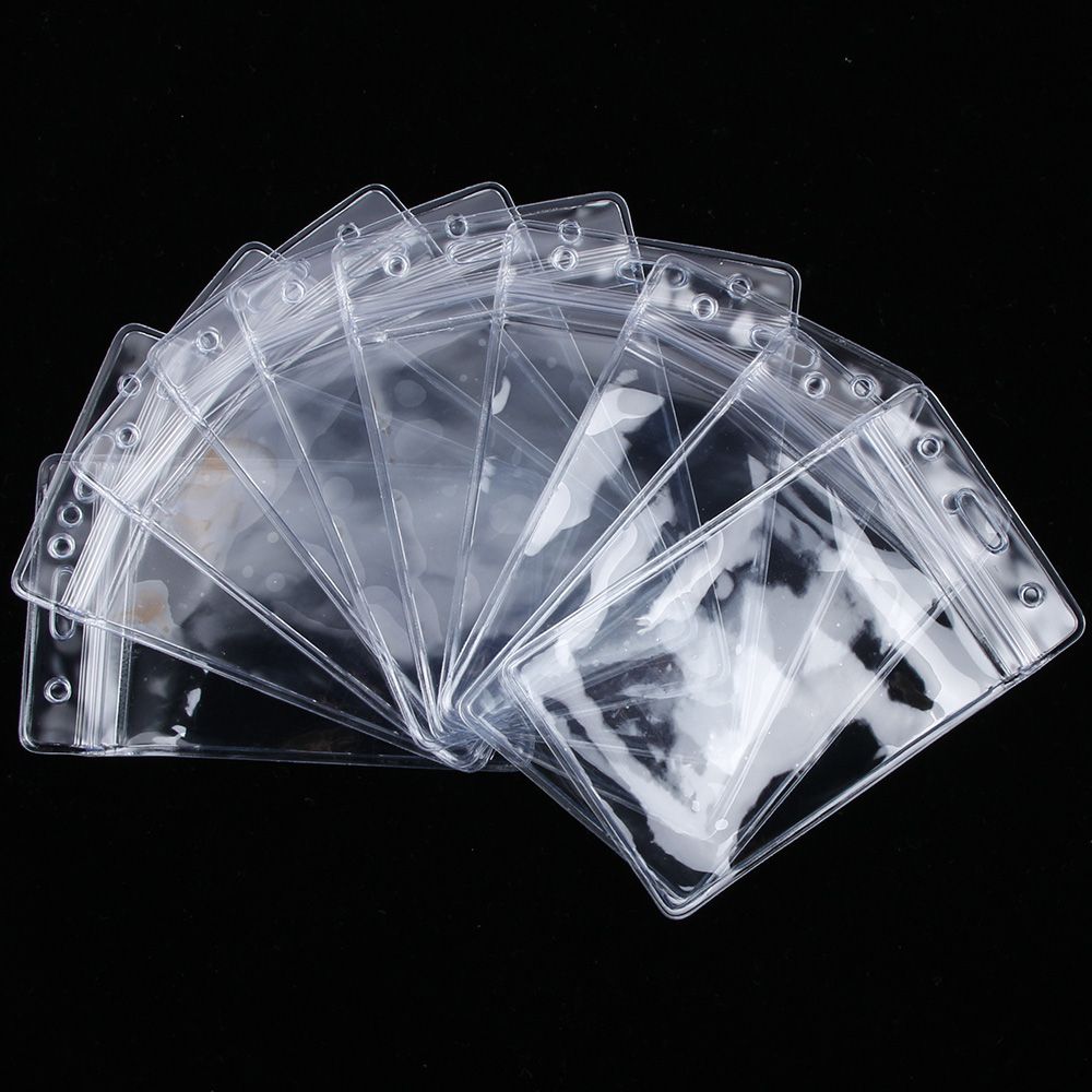 ISKYBOB 10Pcs Vertical Transparent Vinyl Plastic Clears ID Card Badge Holder