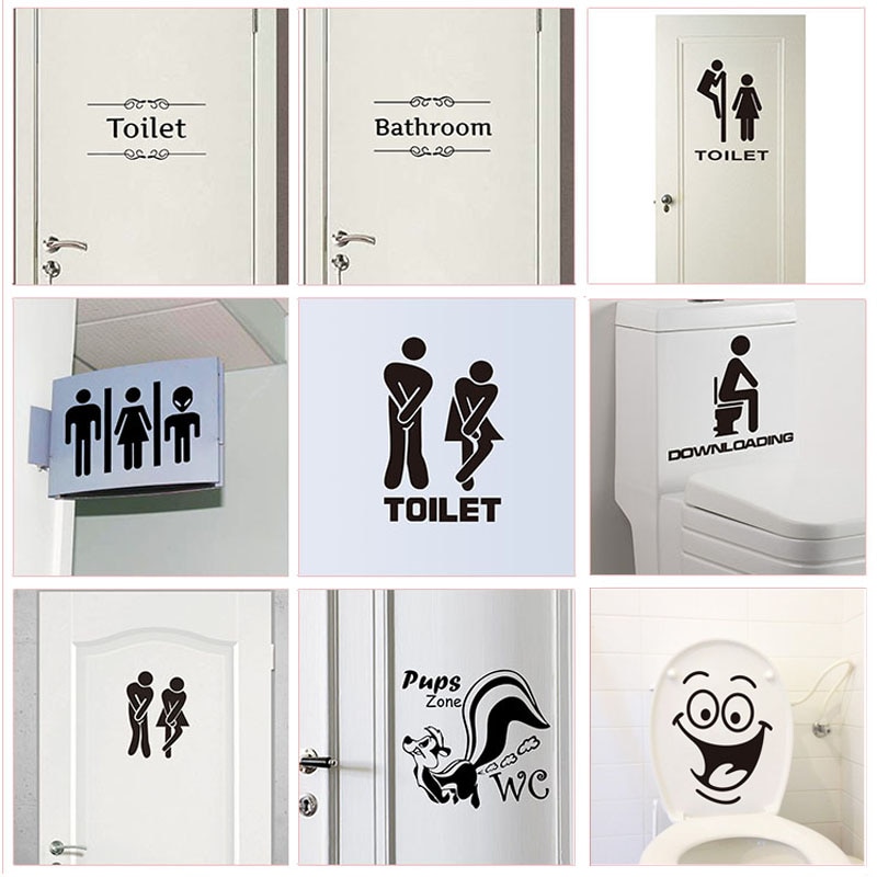 Wc wc vstupné znamenie nálepky na dvere pre verejné miesto domáce dekorácie vzor nálepky na stenu vlastnoručne vtipné vinylové nástenné maľby