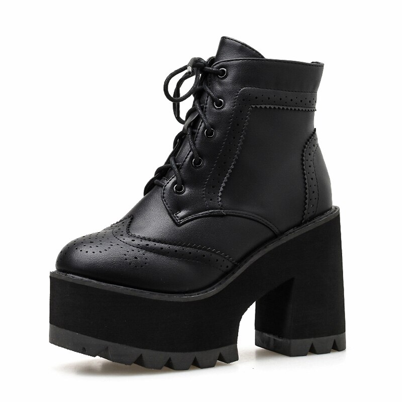 Gdgydh veterschoenen met plateauhak voor dames punklaarzen dameslaarzen met blokhak lente herfst: 8