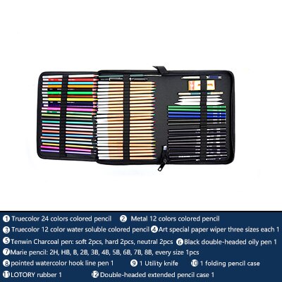 Sketch Drawing Pencil Set Pack Painting Pencil Bag Tool Sketch Pen School Art Writing Stationery Supply 7401: set72