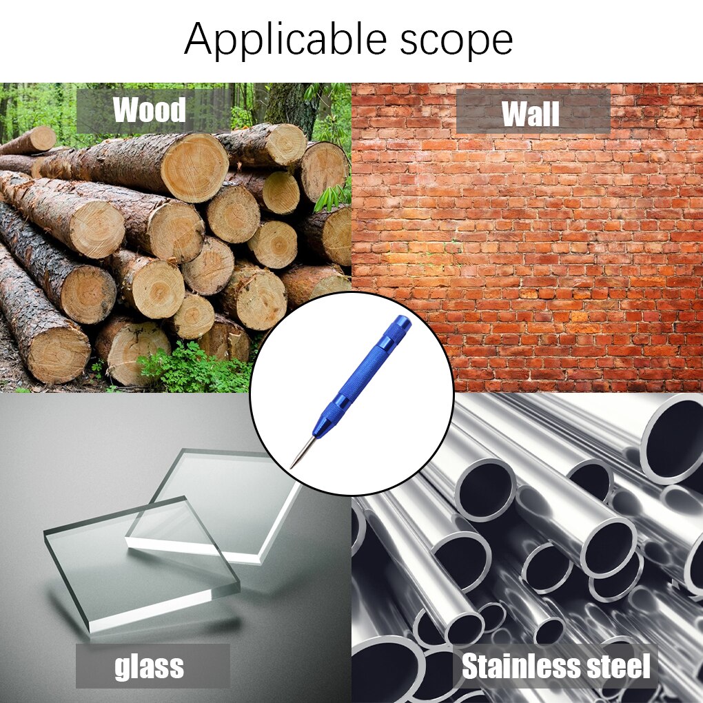 Automatic Center Punch Strike Spring Loaded Marking Starting Holes Tools Center Pin Punch Alloy Steel Metal Wood Drilling Tool