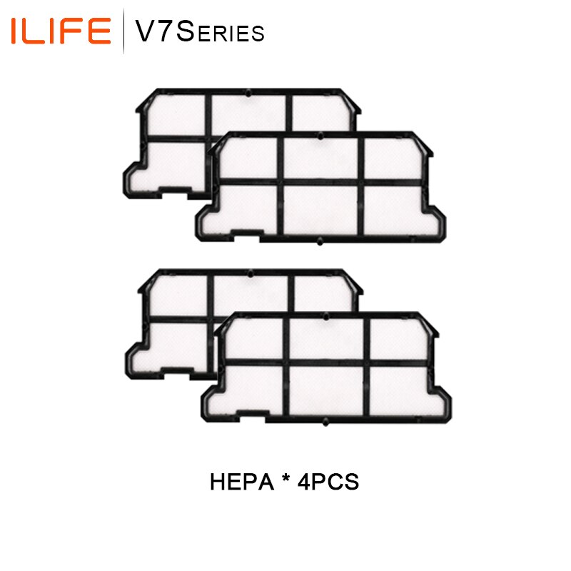 For Ilife V7S Robot Vacuum Cleaner Parts Roller Brush Side Brush Coth Mop HEPA Filter Ilife V7S Pro V7s V7s Plus V7 Accessories: 4 HEPA