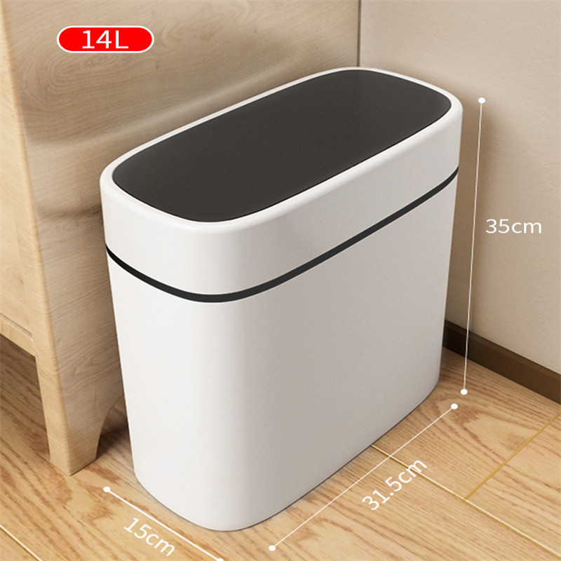 Trash Can Household Recycle Bin Bathroom Toilet Waterproof Narrow Seam Trash Bins Kitchen Dustbin Rubbish Bag Holder Waste Can: 14L