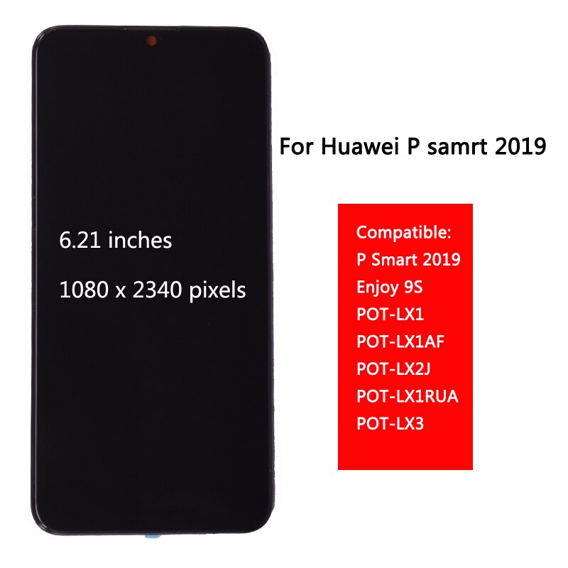 Pantalla LCD para Huawei P Smart , montaje de digitalizador con pantalla táctil con Marco, pieza de reparación para P smart