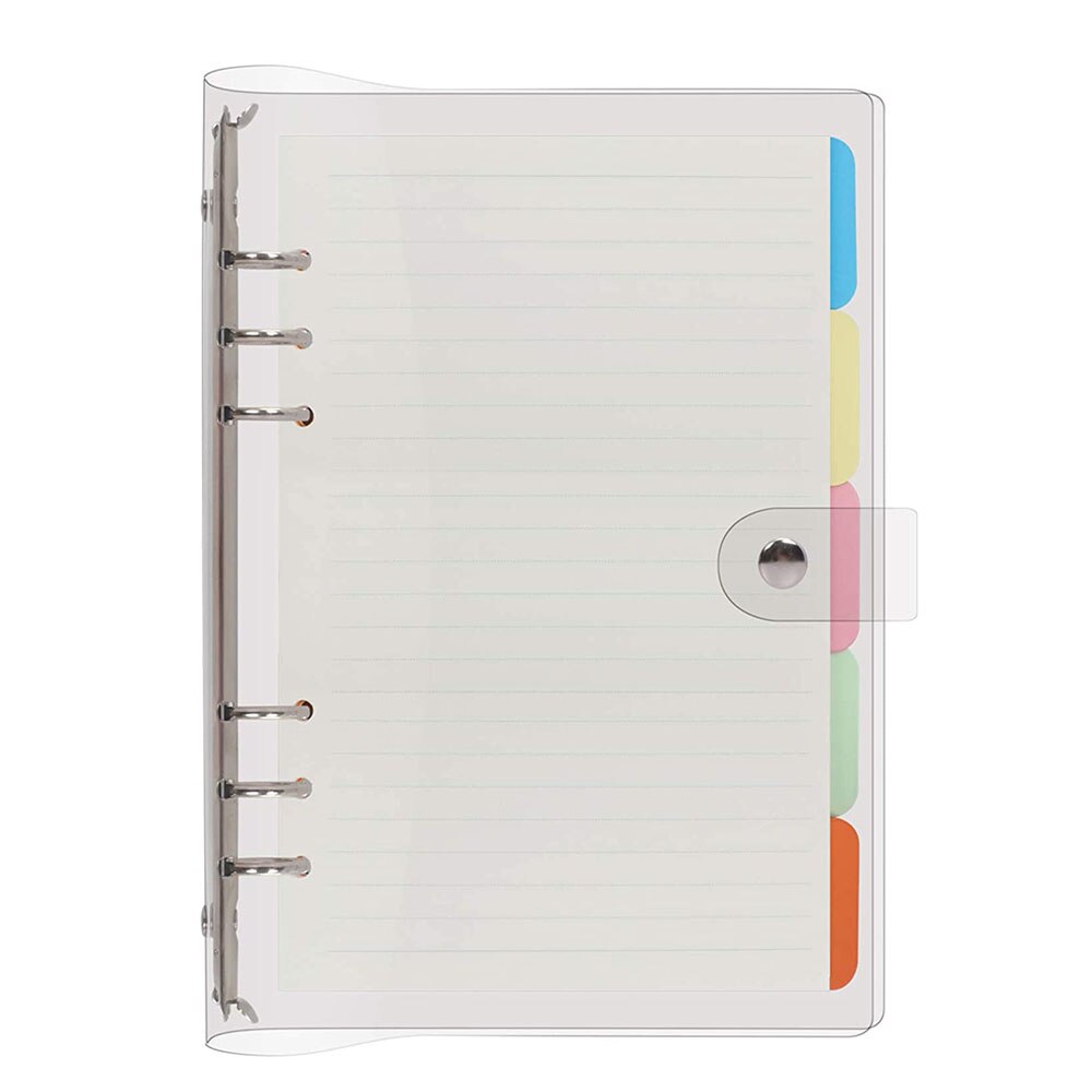 Carpeta estilo agenda A5 A6 de PVC transparente, cubierta recargable, hoja suelta, 6 anillos, diario Personal con insertar 45 hojas, separadores de papel: A5