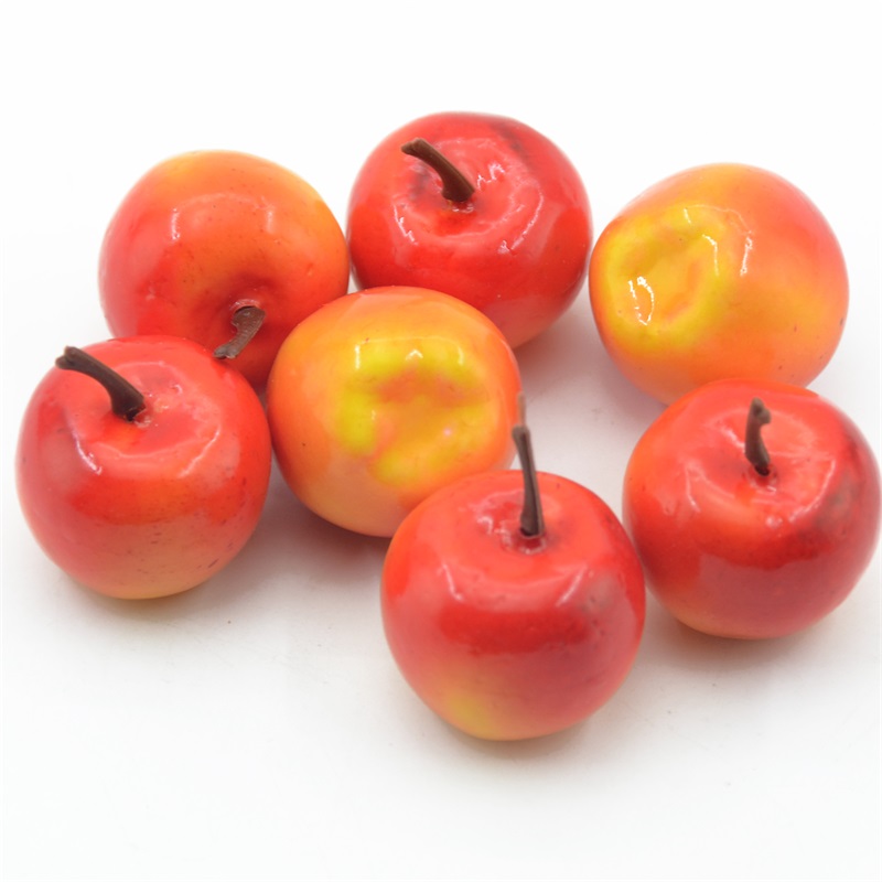 10 kunstige simuleringer af skum små bær familie af grønne æbler og røde æbler bryllupskøkken dekoreret med grøntsager: Orange rødt æble