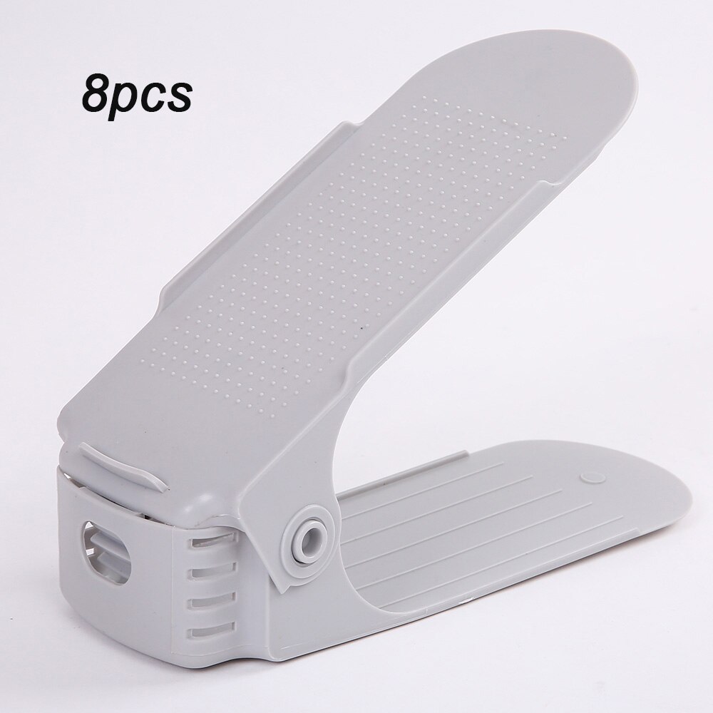 8 stuks verstelbare dubbele schoenenorganizer moderne schoonmaak opbergrek plastic woonkamer organizers schoenendoos standaard beugel schoenendoos: 8 stuks grijs