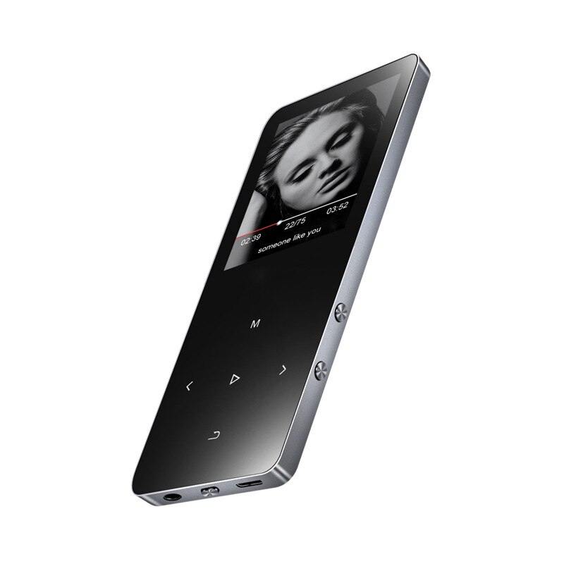 Lecteur MP4 Bluetooth avec lecteur Mp4 en métal média Portable Slim baladeur 8 GB avec touches tactiles écran 1.8 pouces Radio Fm vidéo Mp4: Gris