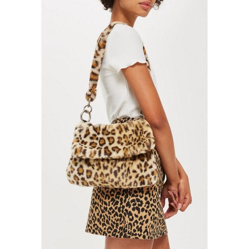 Nische Plüsch Tasche Weibliche Winter kippen Modische Leopard Bote Frauen Schulter Tasche Mädchen Tote Tasche Pelzigen Flauschigen