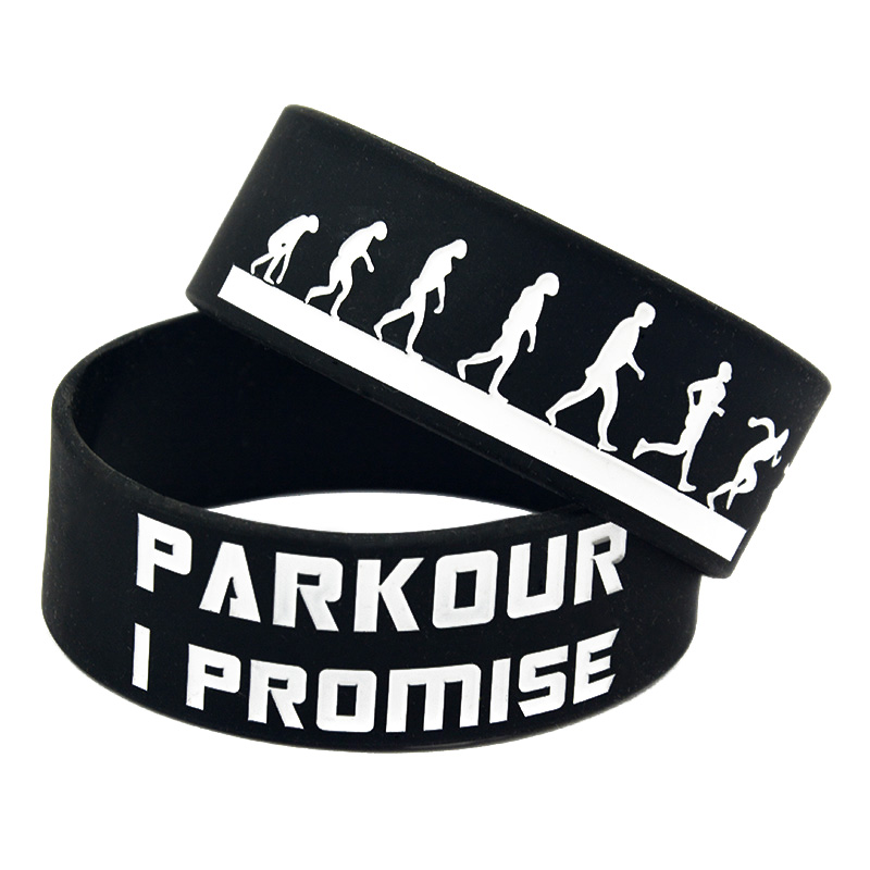 1Pc Parkour Ik Beloofd Motivatie Siliconen Polsbandje 1 Inch Breed: Black