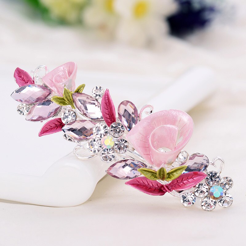 Altobefun Mode Kristal Haarspelden Voor Vrouwen Dames Meisjes Bloemen Hair Clips Elegante Sieraden Bridal Haarspeldjes AE013: 3