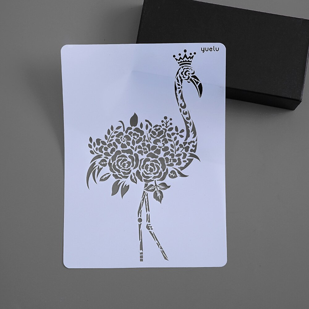 Animal Series Hollow Painting Stencils A4 Lace Ruler Drawing Template Stencils for Diy Scrapbooking Plastic: flamingo
