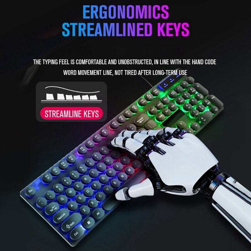 4 in 1 Keyboards Gaming Mouse &amp; RGB Headphones Wired Mechanical Keyboard Mouse Headset Kit for Laptop Computer