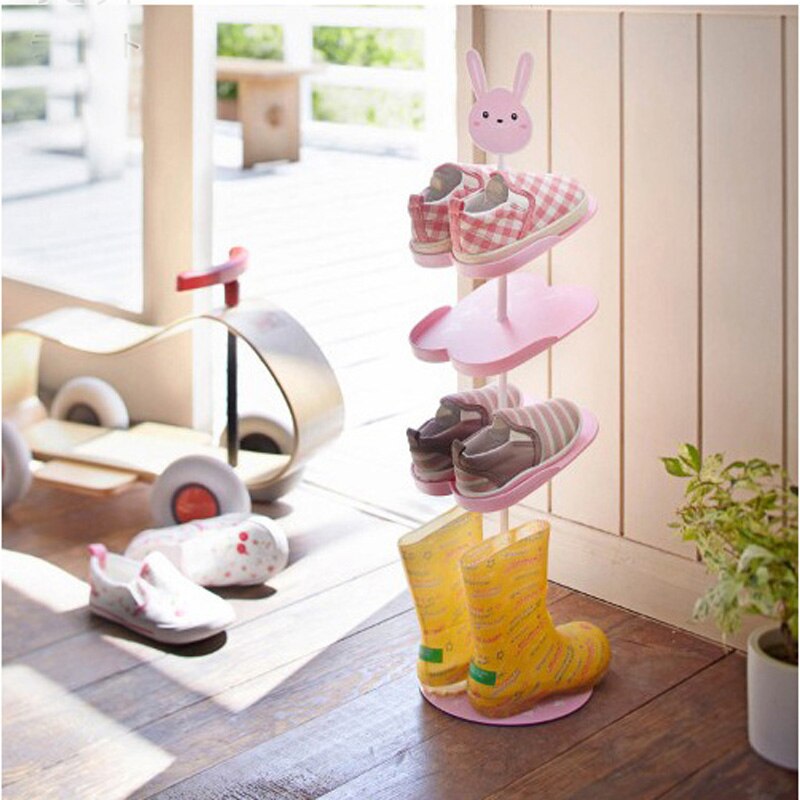 Cartoon dieren stereo kinderen schoen rack console schoen organisator frame verticale schoenenrek 67 cm