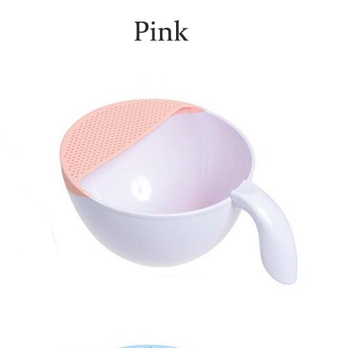 Kitchen Panning Basket ABS Anti-Slip Water Drainer Fruit Basket Wash Rice Sieve With Handle Kitchen Cleaning Tools 30*24*14cm: Pink / S