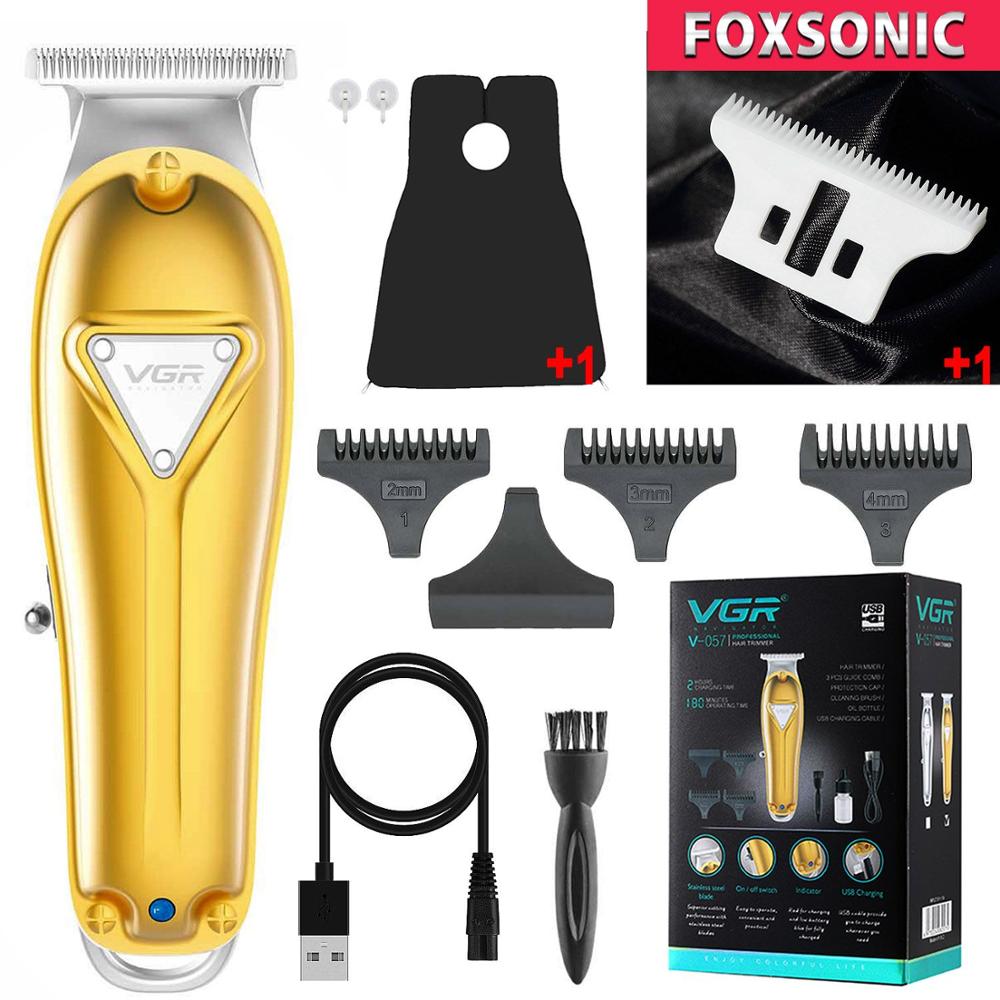 Tondeuse professionnelle en métal pour hommes, rasoir électrique à lame en T pour barbe et coupe de cheveux, Machine sans fil pour salon de coiffure: V-057G