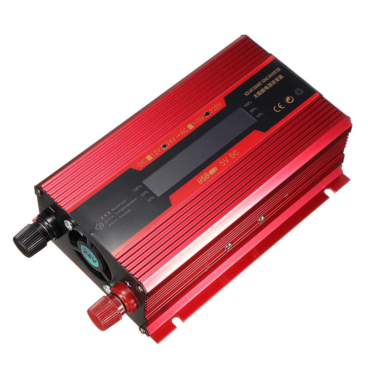 Kroak solar power inverter 3000w 12v/24v to 110v/220v lcd display aluminiumslegering til bil lastbil